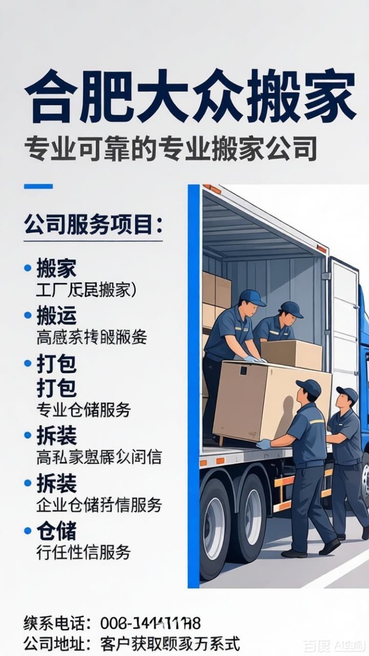 合肥搬家公司 搬厂 搬运 搬迁 托运 物流 合肥大众搬家公司服务周到
